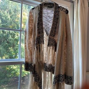 Blu Pepper asymmetrical fringed cardigan